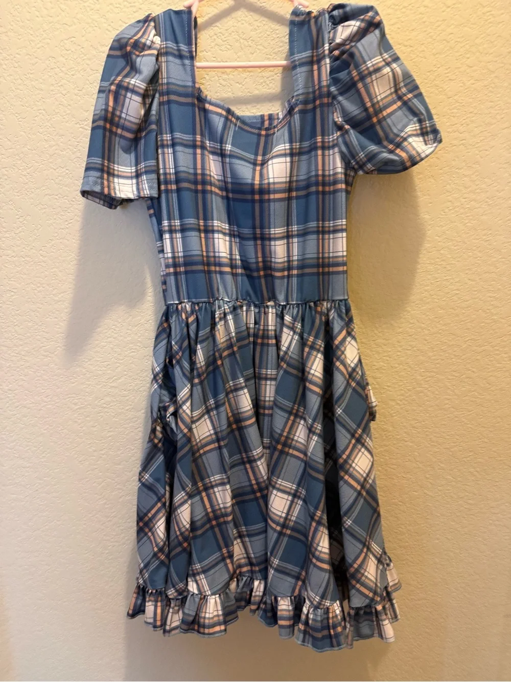 Girlhood by Little Stocking Co Blue Plaid Twirl Dress size 8